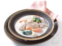 「クリームシチュー　Cream stew」　味わいまろやかに仕上がります。