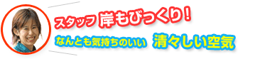 スタッフ岸もびっくり!なんとも気持ちのいい清々しい空気