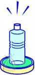 水の入ったコップを光コースターに載せたイラスト