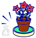 花瓶を光コースターに載せたイラスト