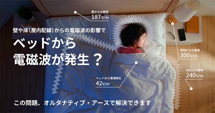 ベッドから電磁波が発生？　この問題、オルタナティブ・アースで解決できます