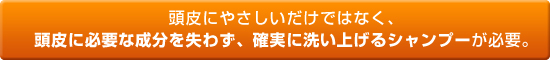 頭皮にやさしいだけではなく、頭皮に必要な成分を失わず、確実に洗い上げるシャンプーが必要