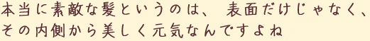 本当に素敵な髪というのは、表面だけじゃなく、その内側から美しく元気なんですよね。