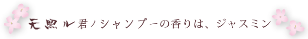 天照ル君ノシャンプーの香りは　ジャスミン