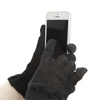 麻福ヘンプおやすみ手袋スマートフォン対応 L・男性用・麻炭ブラック