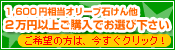 1,600円相当のオリーブ石けん他、2万円以上ご購入でお選び下さい。ご希望の方は今すぐクリック！