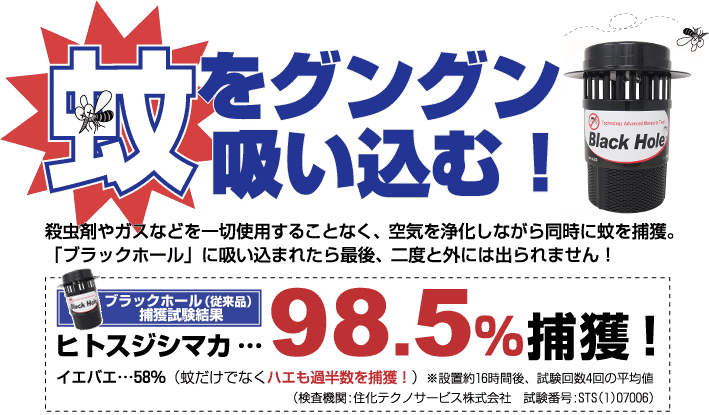 蚊がグングン捕れる 光触媒技術蚊取り器 ブラックホール びんちょうたんコム