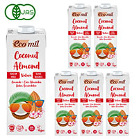 EcoMil(エコミル) 有機ココナッツ&アーモンドミルク ストレート(無糖) 1000ml×6本