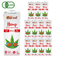 EcoMil（エコミル） 有機ヘンプミルク ストレート（無糖） 1000ml×12本 ＋元気★青汁スタンドパック（10包）プレゼント