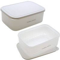 EMBALANCE（エンバランス） RECTANGLE CONTAINER（レクタングルコンテナ） XL（2100ml）／ザル付き・White（ホワイト）