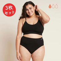 BOODY（ブーディ） 吸水サニタリーショーツ フルブリーフ 軽い-普通の日用 レディース ブラックS×3枚セット