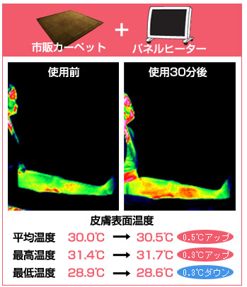 パネルヒーター+アルファウェーブ・ウォームカーペット（TM）の温熱効果試験01