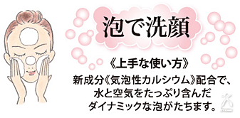 気泡性カルシウム配合で水と空気をたっぷり含んだダイナミックな泡立ち