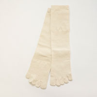 和紡布 ガラ紡の5本指靴下 生成り L 25-27cm