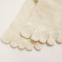 和紡布 ガラ紡の5本指靴下 生成り L 25-27cm
