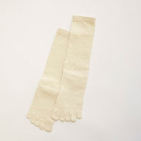 和紡布 ガラ紡の5本指靴下生成り M 22-24cm