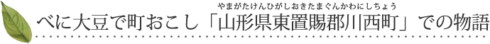 べに大豆で町おこし「山形県(やまがたけん)東置賜郡(ひがしおきたまぐん)川西町(かわにしちょう)」での物語