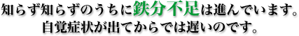 知らず知らずのうちに鉄分不足は進んでいます。自覚症状が出てからでは遅いのです。