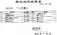 三七花貴人の商品測定結果表