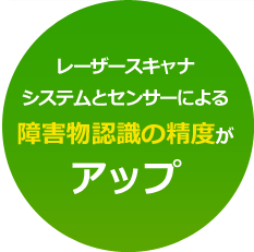 レーザースキャナシステムとセンサーによる障害認識の精度がアップ