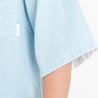 Liflance（リフランス） 綿麻ワッフルガーゼ半袖パジャマ メンズ（6分袖／8分丈） スカイブルー／XL