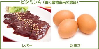 ビタミンA（主に動物由来の食品）