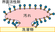 汚れを洗濯物からはがします。