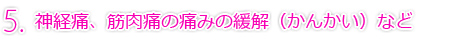 5.神経痛、筋肉痛の痛みの緩解（かんかい）など
