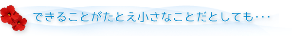 できることがたとえ小さなことだとしても･･･