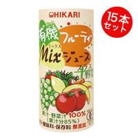 光食品（HIKARI）ヒカリ 有機フルーティーMixジュース+野菜 195g×15本