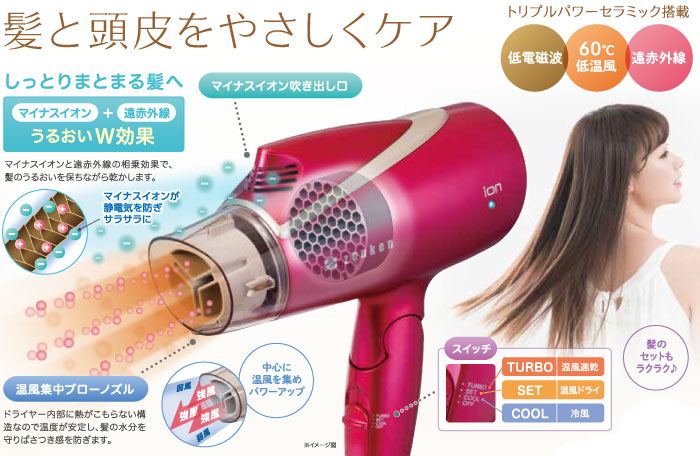 電磁低減ヘアードライヤーの特徴