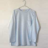 ナチュラルスタイル 葛衣（くずごろも） 葛和紙スラブ天竺長袖Tシャツ 露草（サックス）／F