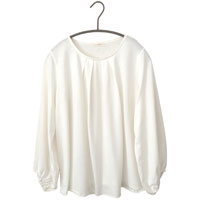 ナチュラルスタイル 葛衣（くずごろも） 葛和紙天竺タックブラウス 淡雪 (オフホワイト）／M-L