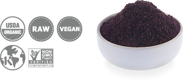 ローマキベリーパウダー:USDA認定品、RAW認定品、VEGAN、Kosher、Non GMO Project Verified