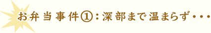 お弁当事件1：深部まで温まらず…