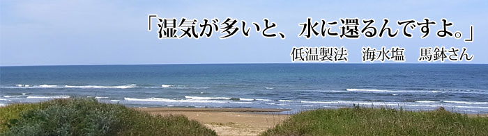 「湿気が多いと、水に還るんですよ。」低温製法　海水塩　馬鉢さん