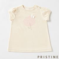 プリスティン ベビー お花パフスリーブTシャツ 80-90cm