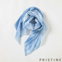プリスティン パール付藍染スカーフ サックス