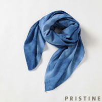 プリスティン パール付藍染スカーフ ブルー