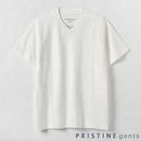 プリスティン ジェンツ スーピマ吊天竺VネックTシャツ ホワイト/Lサイズ