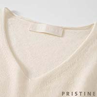 PRISTINE（プリスティン） ペーパーコットンVネックプルオーバー ナチュラル／Mサイズ