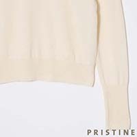 PRISTINE（プリスティン） ペーパーコットンVネックプルオーバー ナチュラル／Mサイズ