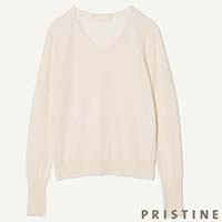 PRISTINE（プリスティン） ペーパーコットンVネックプルオーバー ナチュラル／Mサイズ