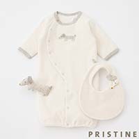 PRISTINE（プリスティン） ベビー パイルダックス２WAYドレス・ガラガラ・スタイセット ナチュラル／50-70cm
