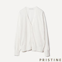 PRISTINE（プリスティン） 強撚Vネックカーディガン ホワイト/Mサイズ