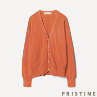 PRISTINE（プリスティン） 強撚Vネックカーディガン 草木染めオレンジ/Mサイズ