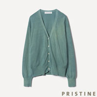 PRISTINE（プリスティン） 強撚Vネックカーディガン 草木染めグリーン/Mサイズ
