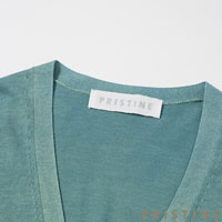 PRISTINE（プリスティン） 強撚Vネックカーディガン 草木染めグリーン/Mサイズ