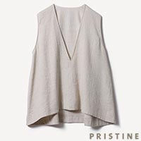 PRISTINE（プリスティン） コットンリネンツイルVネックプルオーバー グレー/Mサイズ