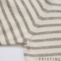 PRISTINE（プリスティン） 求心編ボーダークルーネックプルオーバー グレー/Mサイズ